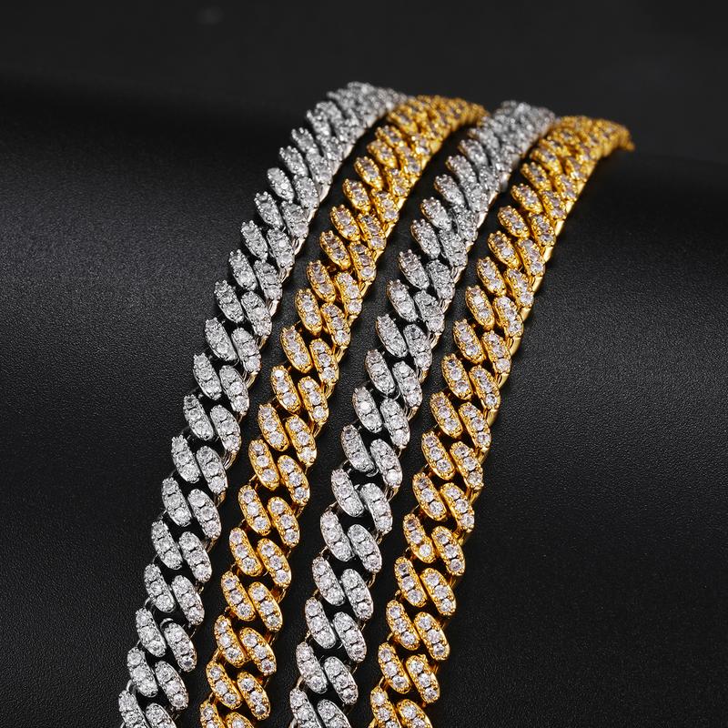 【#N4 】6mm Hip Hop Men's Jewelry Cuban Chain Miami Cuban Chain Ice Out 925 Sterling Silver Synthetic Moissanite Cuban Link Chain Necklace