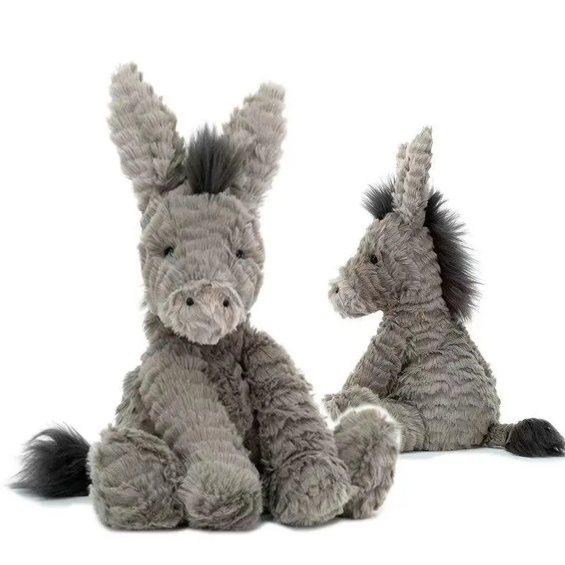 23CM Cute Burro Peluche Toys Lovely Grey Donkey Plush Dolls Stuffed Soft Animal for Baby Infant Birthday Room Decor Gifts