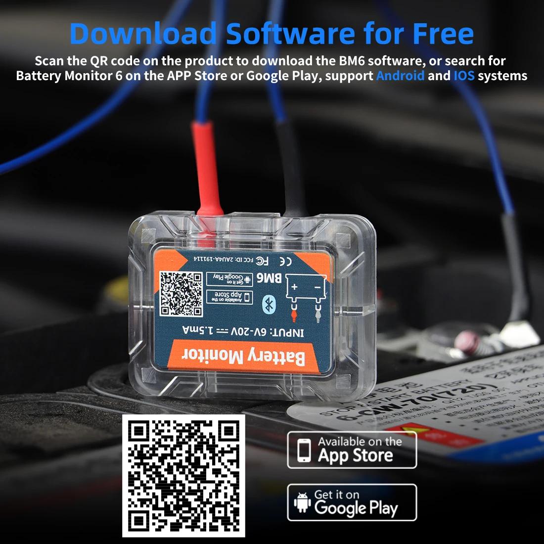 QUICKLYNKS-BM6  Wireless Bluetooth 4.0 12V Battery Monitoring with Car Battery Health Check Monitoring Battery Tester Automotive Vehicle