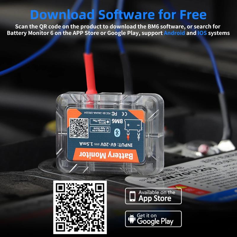 QUICKLYNKS-BM6  Wireless Bluetooth 4.0 12V Battery Monitoring with Car Battery Health Check Monitoring Battery Tester Automotive Vehicle