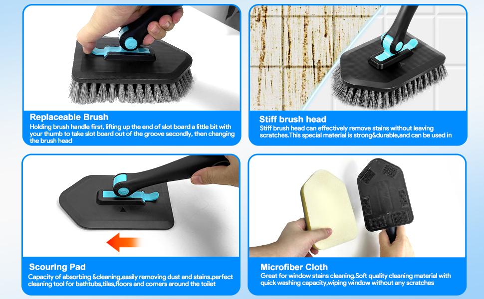 [FREE SHIPPING]keepow 3in1 180 degree rotating multifunctional household long handle cleaning brush set for bathroom toilet cleaning