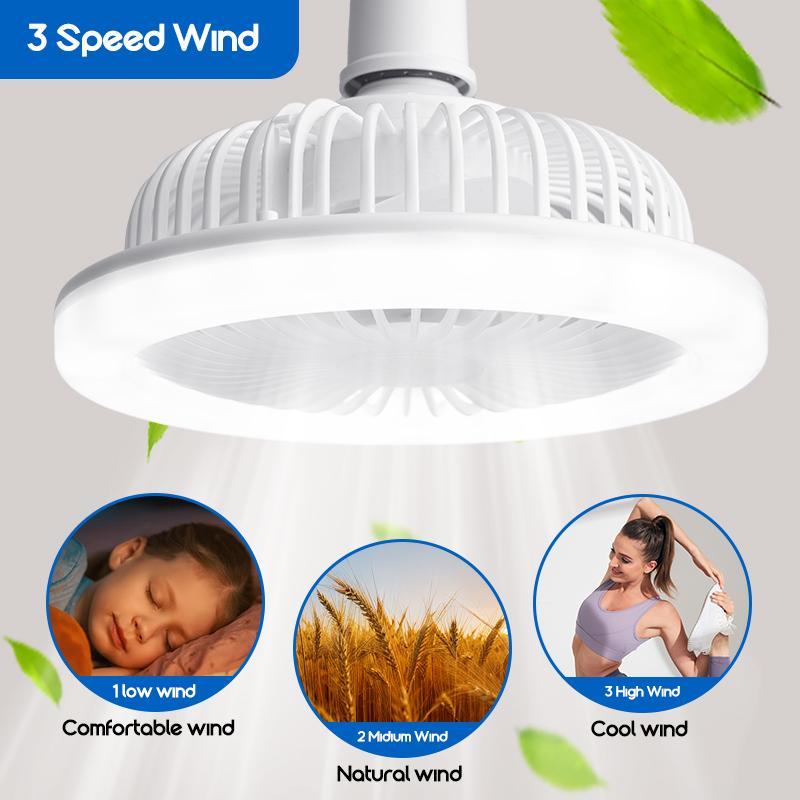 Adjustable LED Ceiling Fan Light with Remote Control, E27 Socket, Dual Function Cooling & Lighting, Timer Control, Modern Home Design, Decorative Lighting