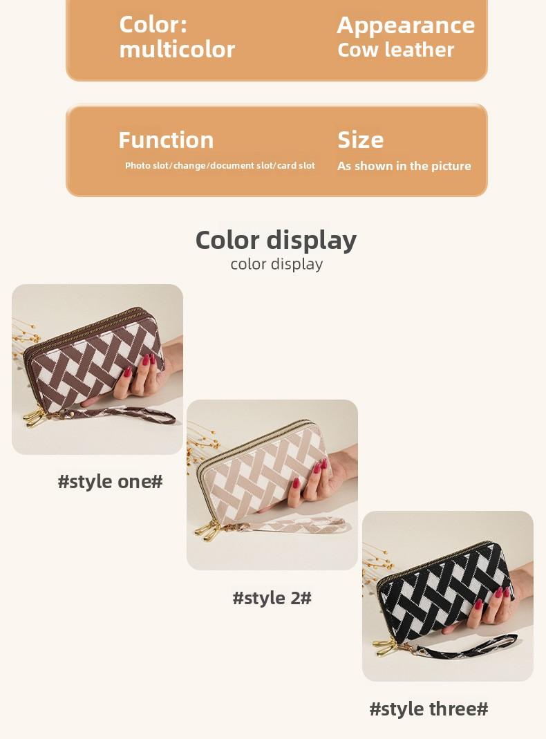 2026 New Women Wallet Korean Fashion Stripe Design Large Capacity Zipper Phone Purse with Multiple Card Slots and Coin Pocket