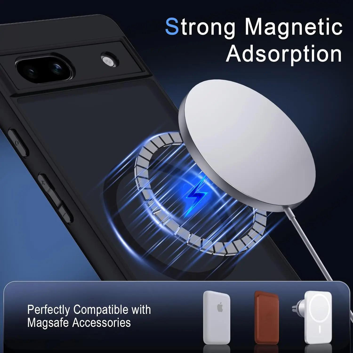 Case for Magsafe Magnetic Wireless Charge Translucent Matte Camera Protection Hard Case Cover For Google Pixel 6 9 8 7 Pro XL 8A 7A