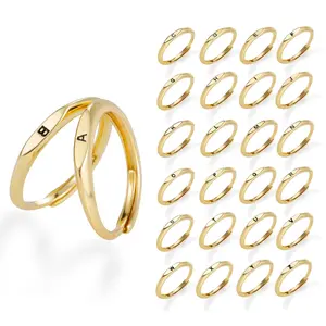 Golden Plating 26 English Alphabet Rings for Women Couple Love 2024 Launch Size in