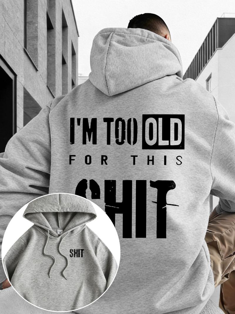 Men's Fall Winter Hooded Sweatshirt, Emotion Style Print, Casual Fitted Design, Drawstring Pocket, Warm Multi-Color Options