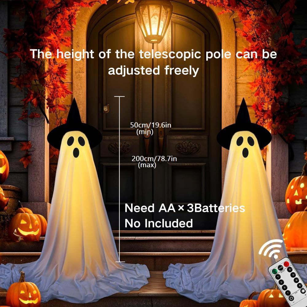 2 Pack Halloween Spooky Ghost String Lights with Remote Control, Battery Operated Indoor Outdoor Decorations, Perfect for Garden Patio Parties, Atmosphere
