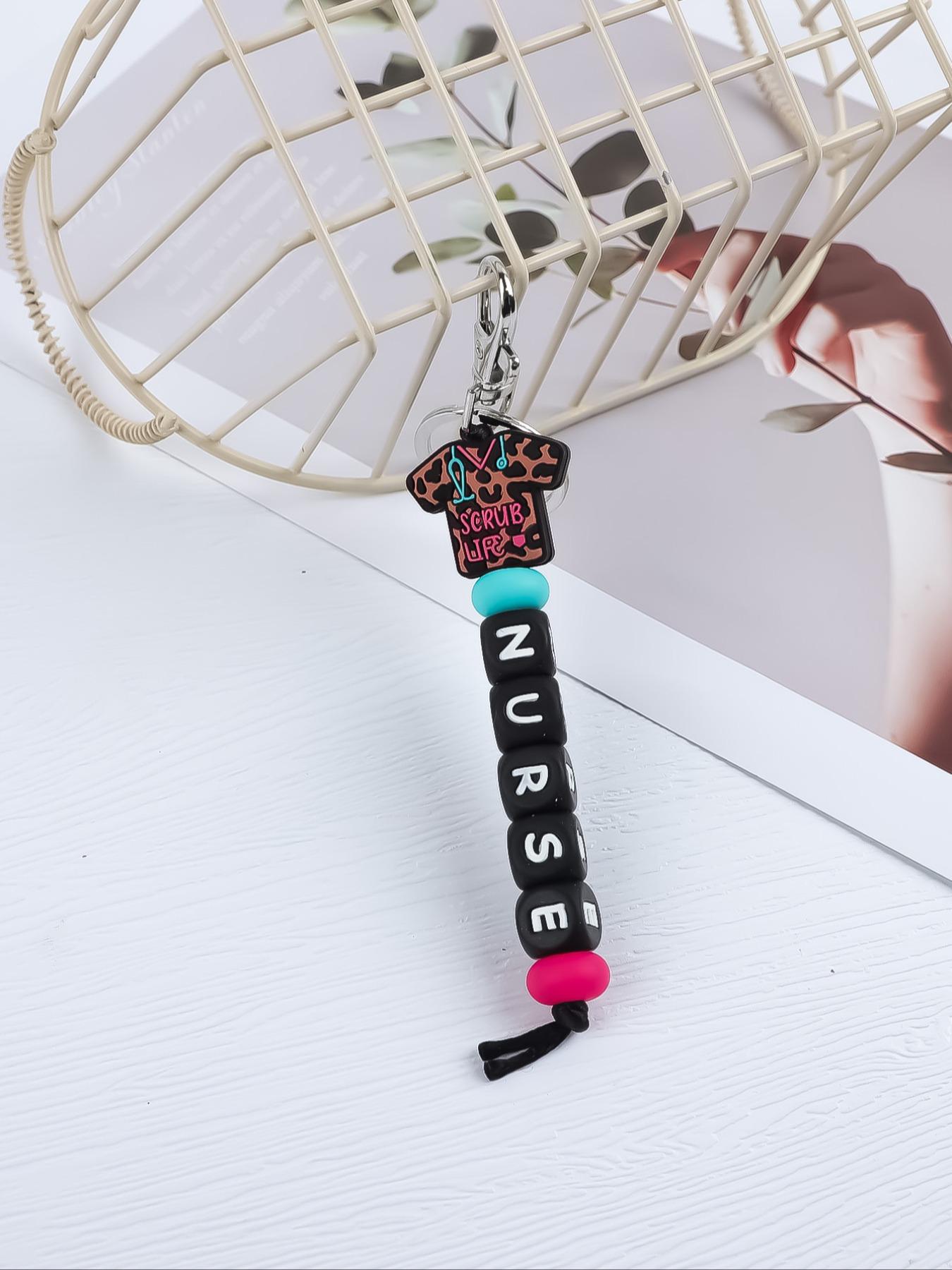 Cute Beaded Design Keychain, Novelty Keychain for Women & Men, Stylish Keychain, Fashion Accessories for Daily Bag, Key Decor, Thoughtful Gifts for Healthcare Workers, Handmade Keychain