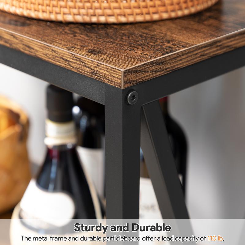 MAHANCRIS 3-Tier Industrial Console Table with Open Shelves, Foyer Table for Entryway, Hallway, Kitchen, Living Room and Bedroom, Easy Assembly, Rustic Brown