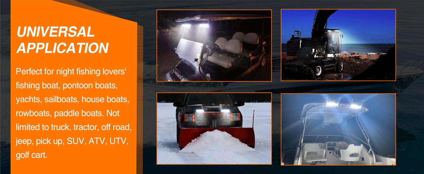 Nilight Marine LED Pods Navigation Lights 2PCS 72W White Flood Beam Ponton Boat Deck Dock Lights for Night Fishing T-top Stern Yacht Kayak Port Vehicle Motor  dealsforyoudays