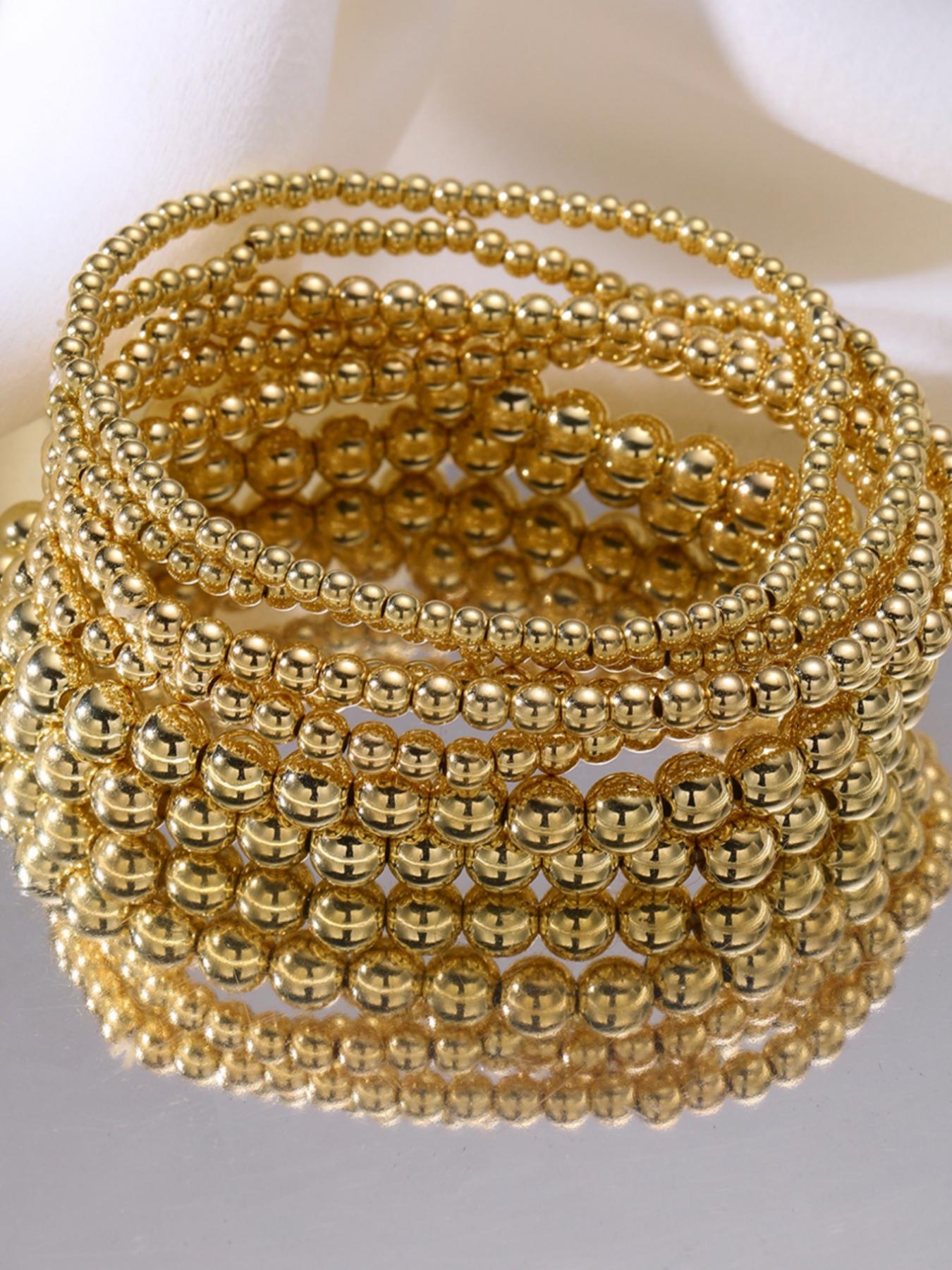 Women's Elegant Beaded Bracelet with Elastic Rope, Trendy Stack Bangle, 7counts/set Exquisite Trendy Bracelet, Fashionable Jewelry for Women & Girls for Daily & Party Decoration