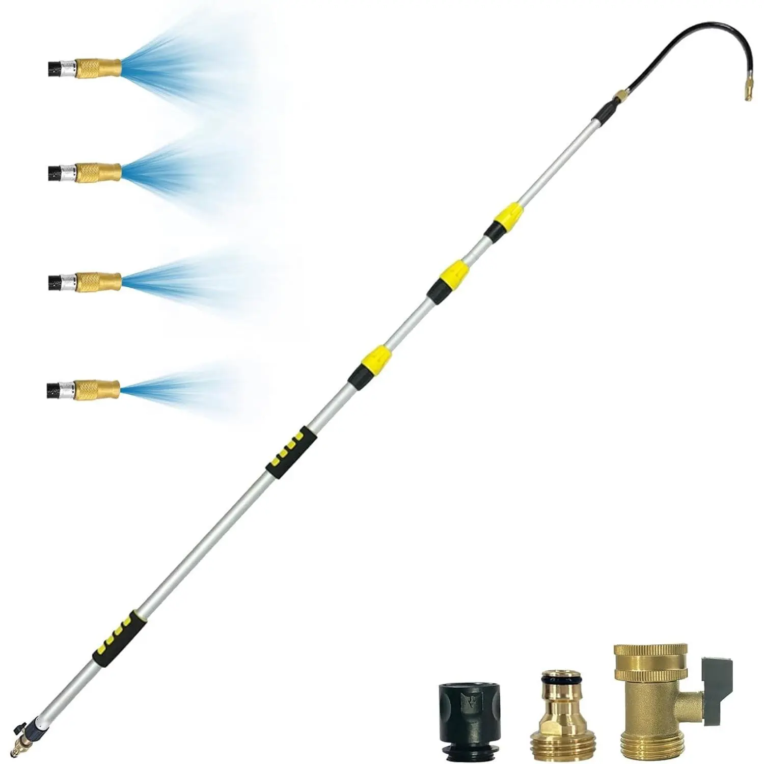 16FT(24FT Reach) Telescopic Gutter Cleaning Tools from the Ground, Long Reach Gutter Cleaner Wand with Hose Attachment, Rain Gutter Cleaner Tool with Extension Pole for 2nd Story House
