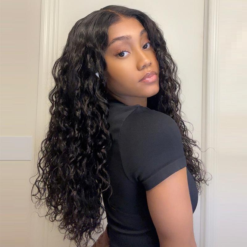 Midulla Water Wave Wear to Go Glueless Wigs Human Hair Pre Bleached Knots 7x5 Pre Cut Lace Closure Wigs Pre Plucked Curly Human Hair Lace Front Wigs Beginner Friendly