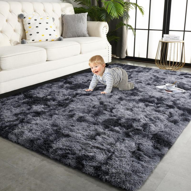 【Deals for You Days】Tie-Dyed Fluffy Shag Rug Area Rugs for Living Room Nursery Dorm Anti-Skid Soft Modern Plush Aesthetic Room Decor Floor Protection