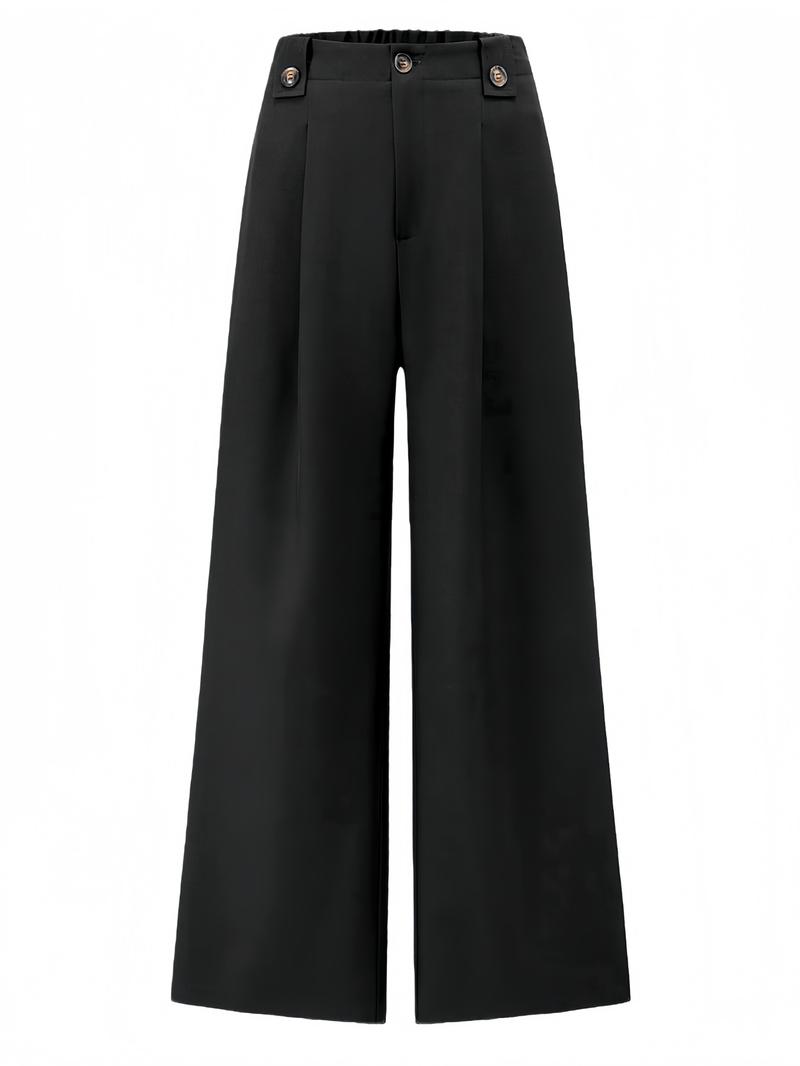 Women's High Waist Elastic Wide Leg Business Casual Pants, All-Season Long Trousers, Comfortable and Stylish Office Wear