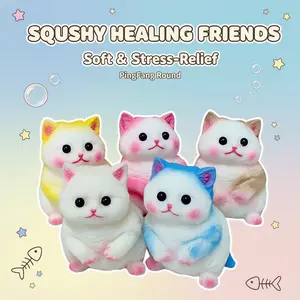 Multicolor Kawaii Squishy Cat Soft Squeeze Stress Relief Fidget Toy