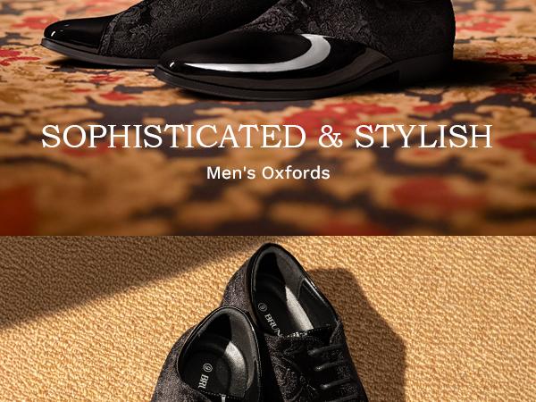 BRUNO MARC Men's Dress Tuxedo Shoes Classic Patent Velvet Lace-up Formal Caden Oxford SpringStatements Round Toe All Seasons Footwear