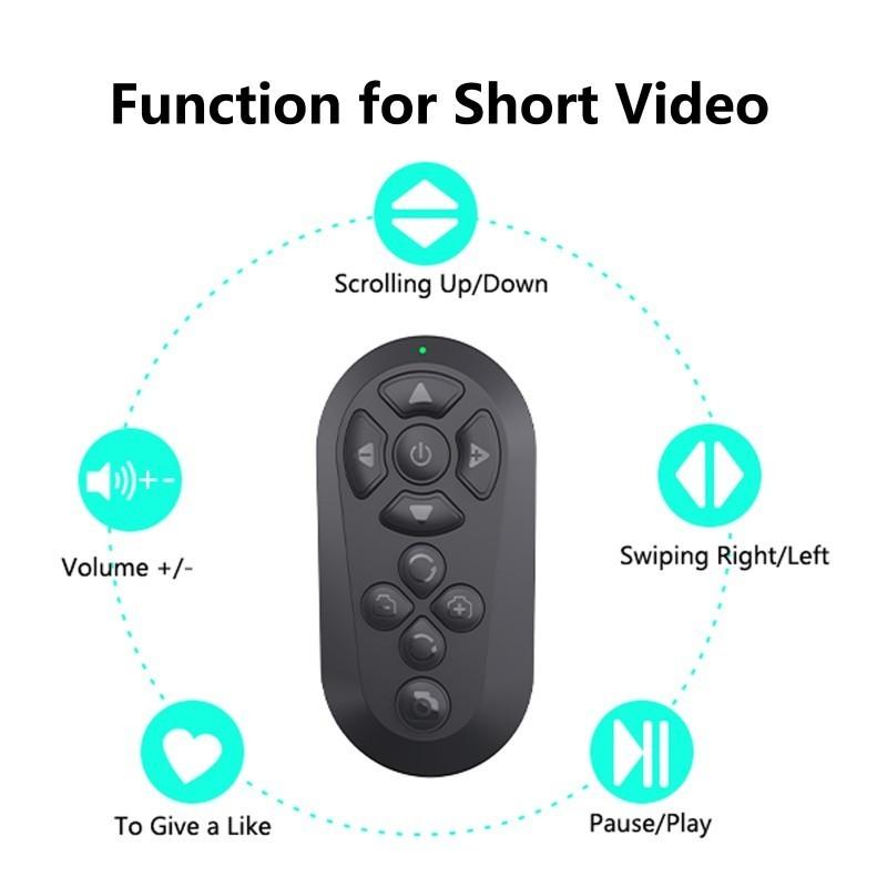 Bluetooth-compatible Remote Control for Short Video Scrolling, Page Turning, Volume Control, Camera Shutter, Multi-System Hands-Free Phone Handle, 2026 Upgrade Edition