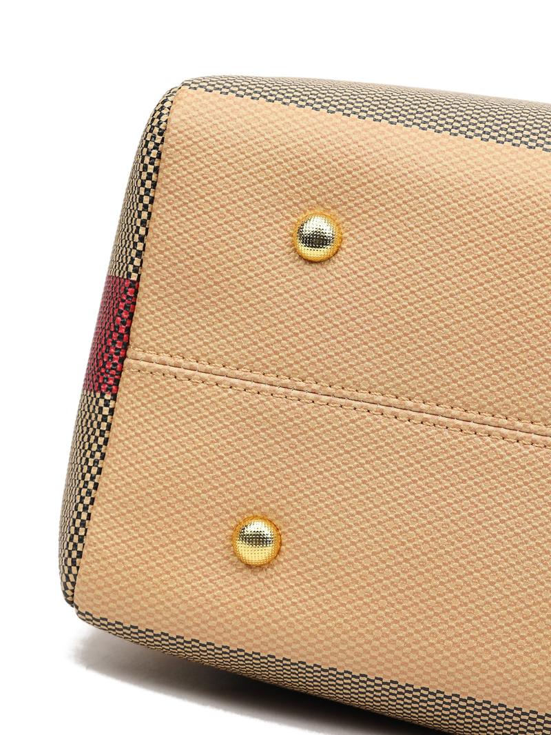 Elegant Zippered Handbag for Women, Fashionable Crossbody Bag, Casual Plaid Work Backpack, Stylish Daily Use Accessory