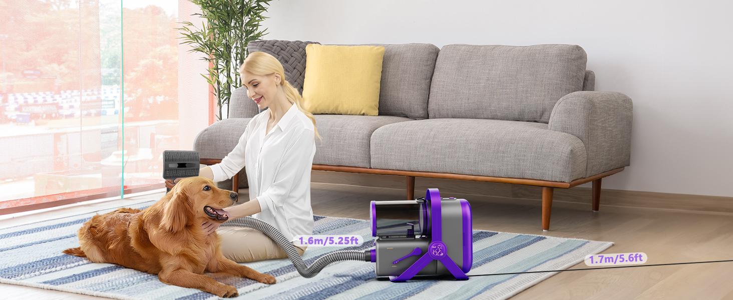 Dog Grooming Kit with Pet Grooming Vacuum, Pet Hair Dryer, Dog Clipper, Cat Nail Grinder Paw Trimmer, 15 Kpa Dog Bathing Kit for Long/Short Hair Pets