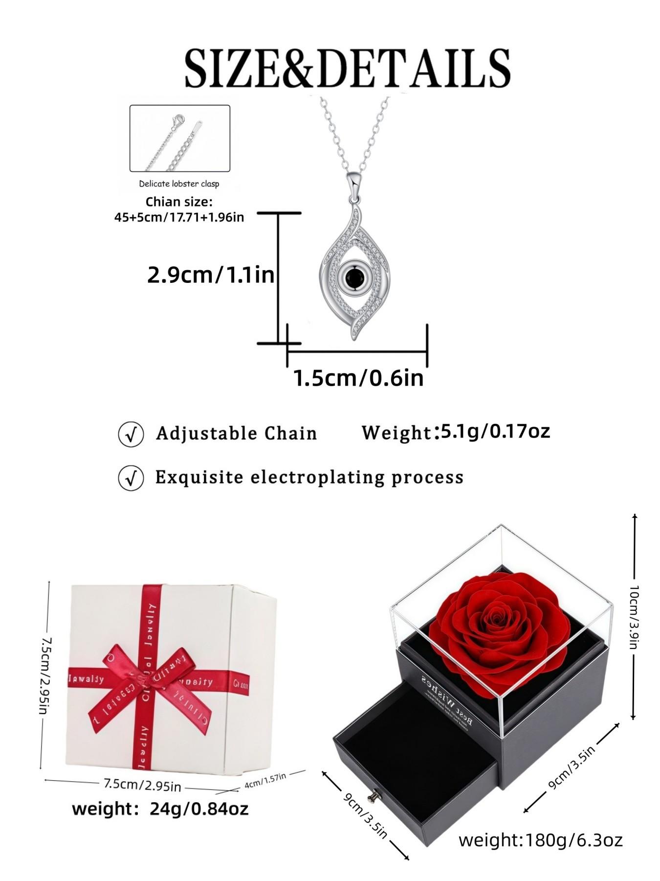 Dark Eye · Guardian Glow Unique evil eye gem necklace with niche design.Paired with a preserved rose gift box.Ideal gift for birthdays, Mother’s Day and Valentine’s Day.