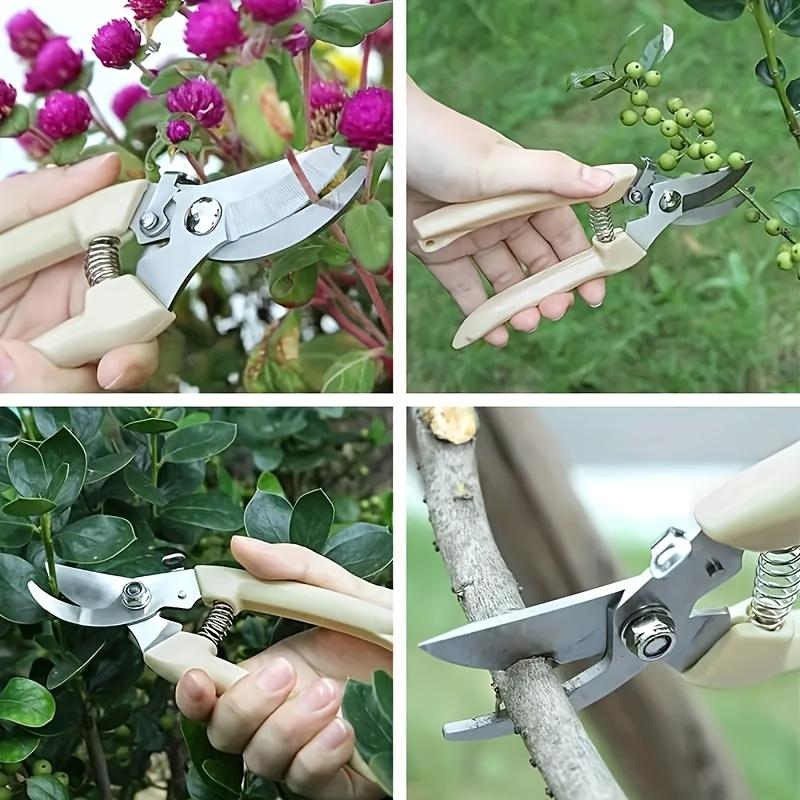 Professional Stainless Steel Garden Pruning Shears with an Ergonomic White Handle Designed to Save Effort, Perfect for Branches, Flowers, And Grafting Trees, As Well As Tasks in Orchards And Gardening