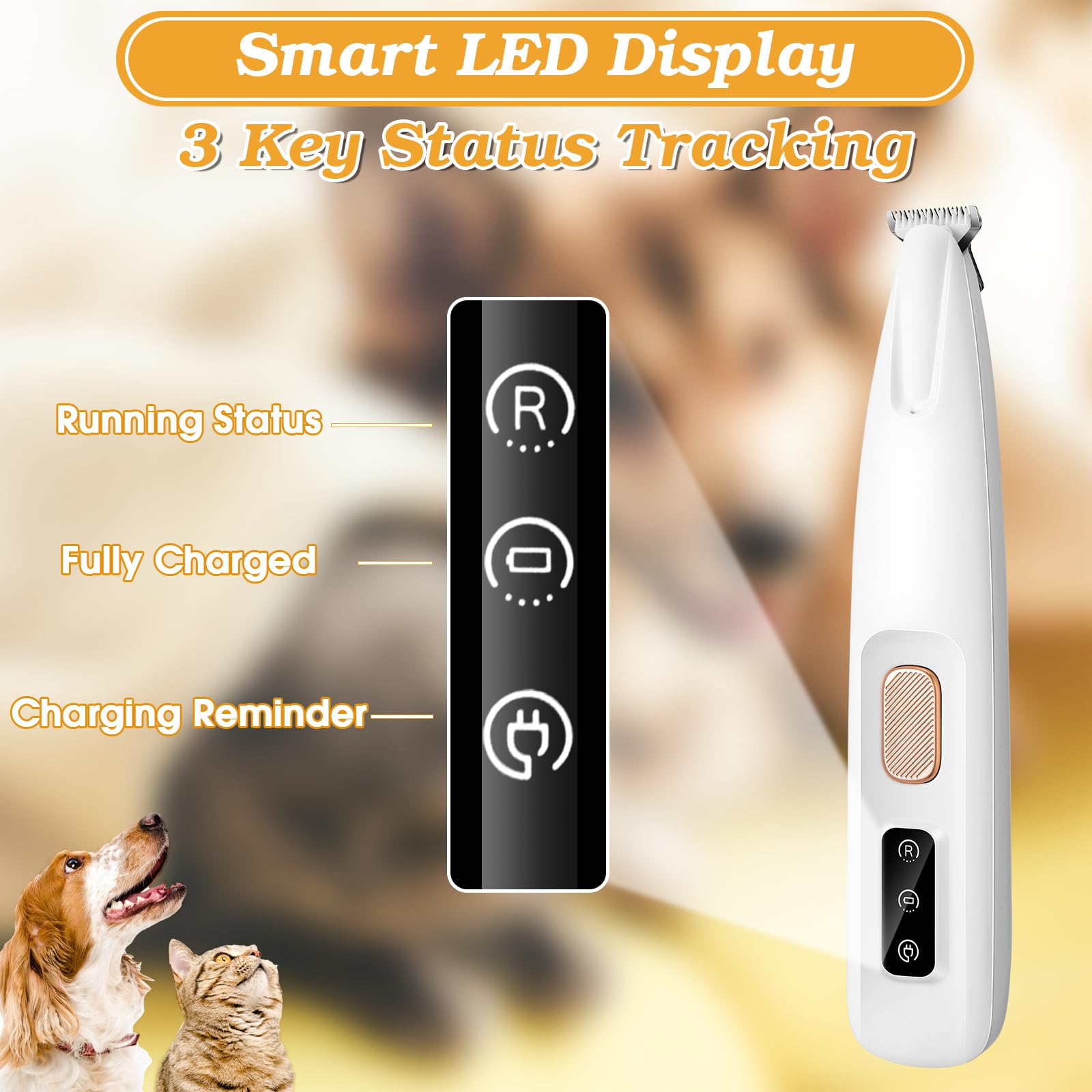 Dog Paw Trimmer with LED Light, Upgraded Paw Trimmer for Dogs, Electric Dog Clippers for Groomming with Led Display, Waterproof Low Noise Pet Hair Shaver for Dogs Cats