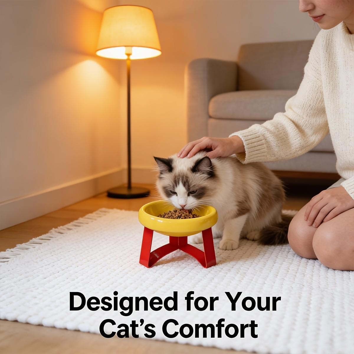 Stylish 15-Tilt Anti-Spill Elevated Pet Food Bowl, High Leg Cat Feeding Bowl, Non-Slip Wide Base, Durable Plastic, Suitable for Cats and Small Dogs