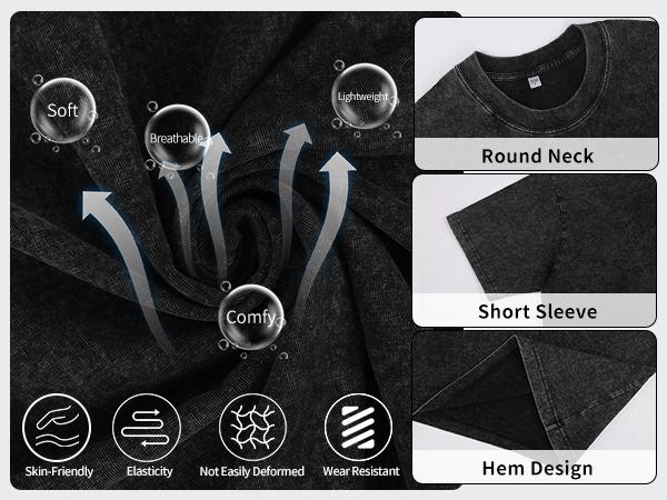 Gihuo 3 Pack Men Women Oversized T Shirts Vintage Tee Loose Fit Short Sleeve Casual Streetwear Baggy Washed Unisex Tops Beige Crewneck Machine Washable High-Quality Cotton Basic Menswear