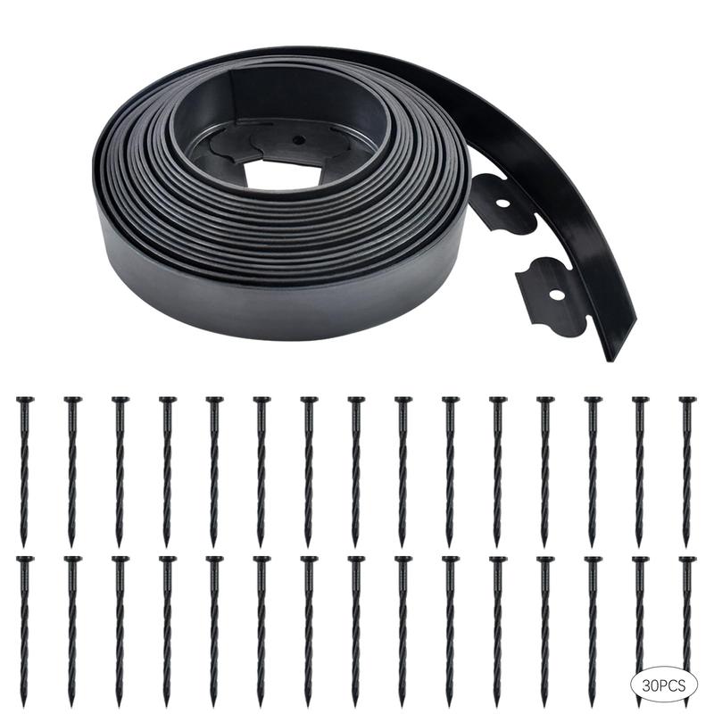 39 Inch Long Garden Landscape Edging, Plastic Lawn Border Kit with 30 Fixing Nails, No Dig Installation, for Gardens, Flower Beds, Pavers, Raised Garden Beds