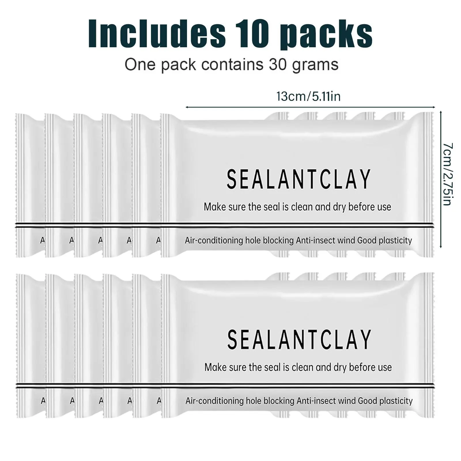 10/20PCS Clay-Based Waterproofing Sealant Packs, Eco-Friendly Sticky Clay, Quick-Curing, Strong Adhesion, Oil-Resistant Pest Control for Air Conditioner Holes, Wall Cracks, Pipes