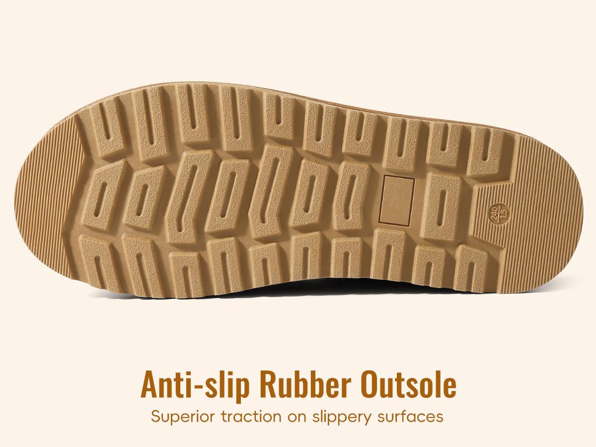 KIDMI Genuine Suede Fuzzy Slippers for Women Classic Braided Mini Boots Winter Warm House Shoes Indoor Outdoor Slip On Fuzzly Slippers with Fluffy Fur Lining Short Ankle Boots