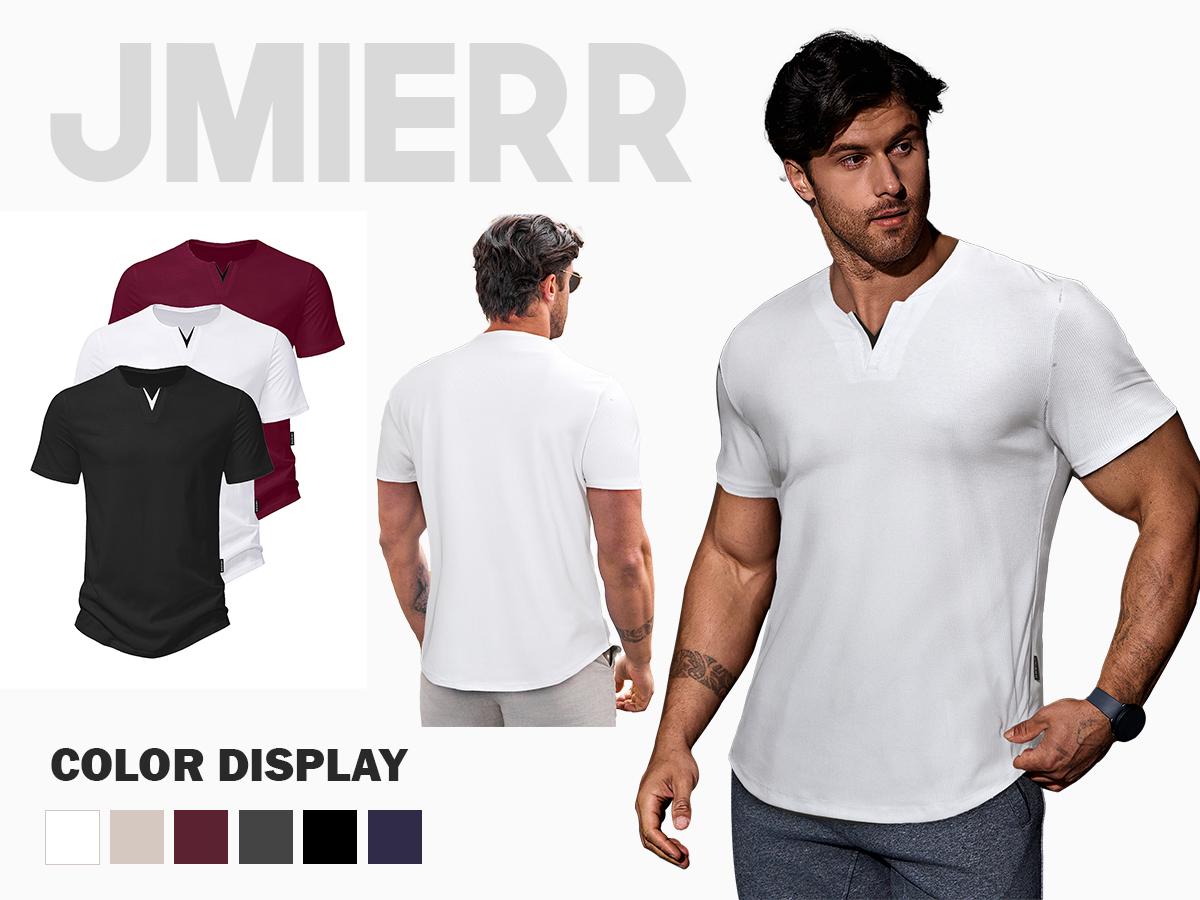 JMIERR Mens Casual Muscle Slim Fitted T Shirt Short Sleeve V-Neck Soft Tee Shirt,Gym Workout Athletic Menswear Tops,Men's clothing for Daily Wear,Fashion Outfits 2026