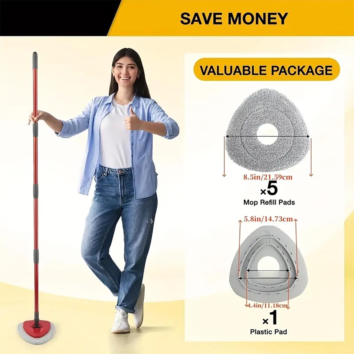 4/5Pcs Spin Mop Replacement Heads+1 Plastic Pads, Compatible with O-Cedar Easywring 1 Tank& Rinseclean 2Tank Systems, Soft Microfiber Reusable Cleaning Pads Cleaning Supplies, Microfiber Mop Refill