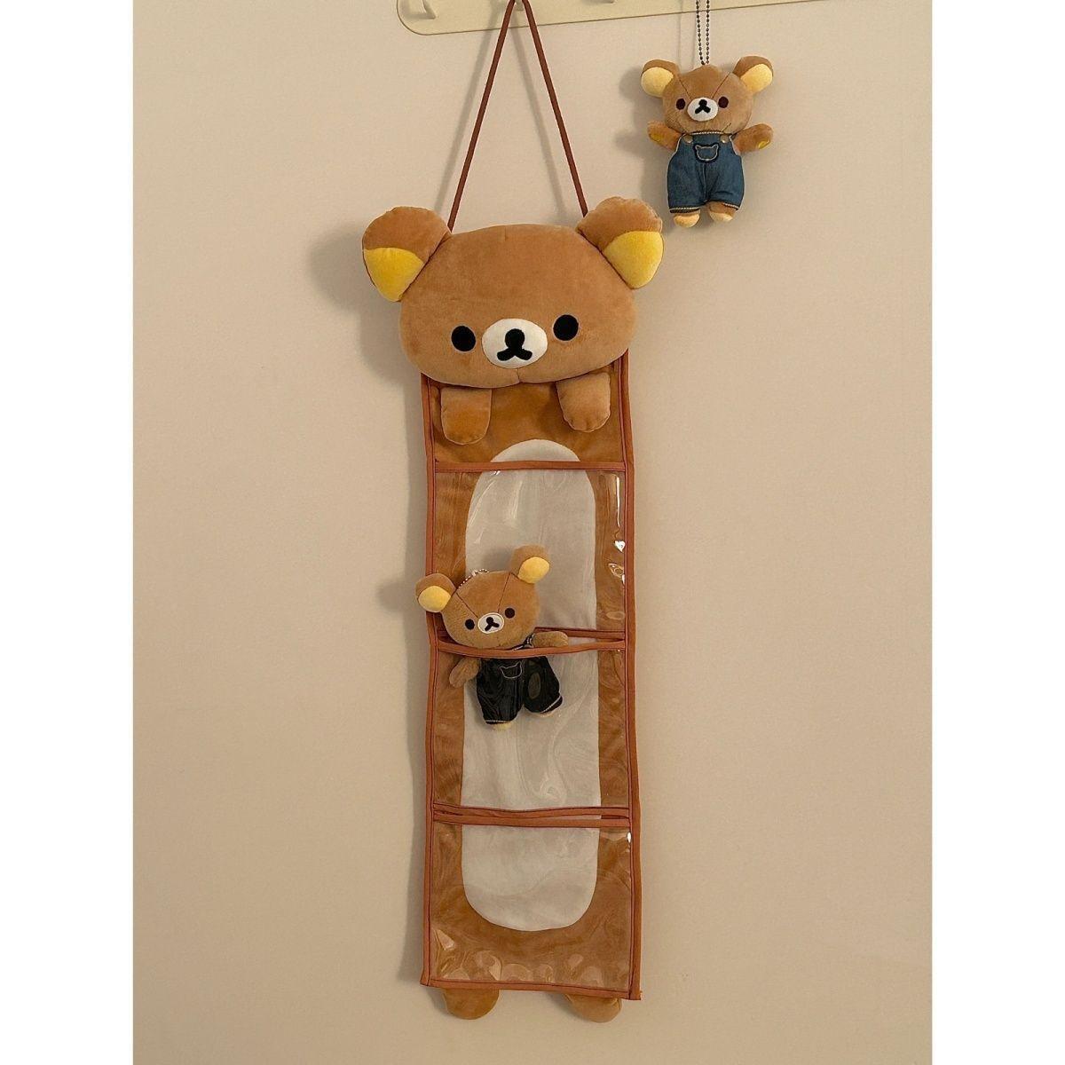 Kawaii Rilakkumas Wall Hanging Storage Bag Cartoon Rilakkumas Bear Door Hanging Bag Large Capacity Sundries Storage Bag Gift
