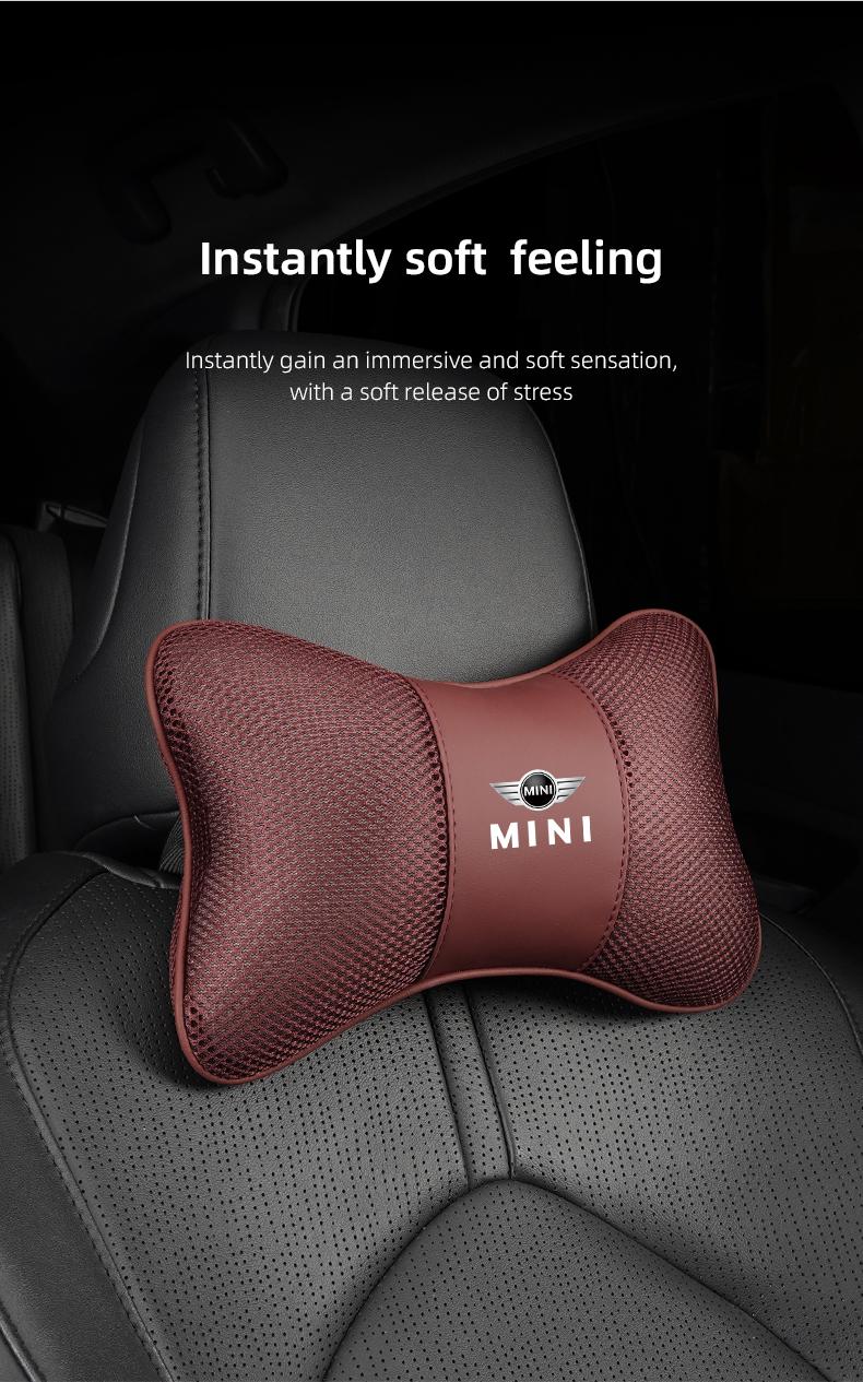 1Pcs Car Seat Headrest Ice Silk Neck Pillow Support Soft Pad For MINI One Cooper JCW Countryman Clubman Cabrio Paceman Coupe Roadster Clubvan
