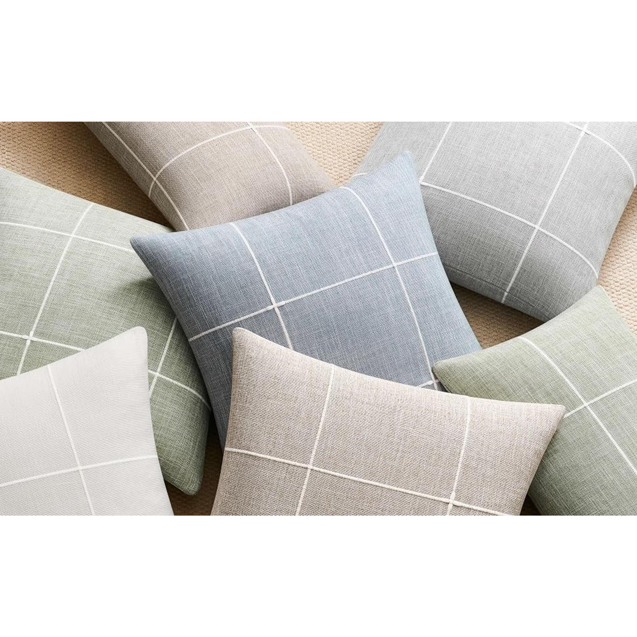 2-Pack Sage Green Grid Embroidery Throw Pillow Covers 18x18 Inch – Farmhouse Linen Checked Decorative Accent Cushion Covers, Home Decor for Sofa Bed Living RoomGift