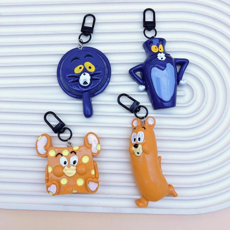 Cute Cartoon Creative Cat Mouse Keychain, Kids Backpack Car Accessory, Nail Clip Holder, Fun and Practical Gift Idea