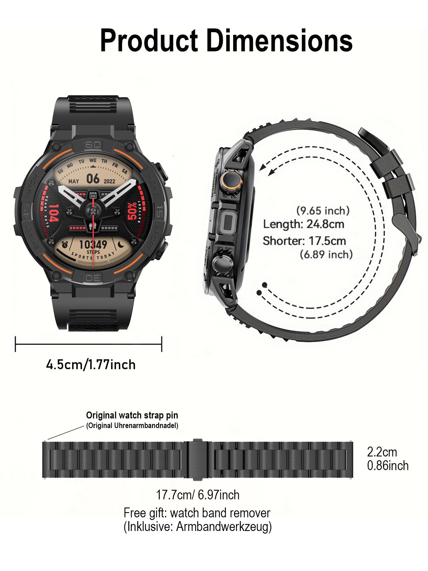 Outdoor smart watch, 1.53-inch touchscreen with wireless calling, over 100 sports modes and watch faces, AI voice assistant, compatible with Android and iPhone, flashlight function, fitness watch wearable device, stainless steel strap waterproof watch.