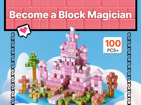 VEVOR Magnetic Blocks, 100 PCS Princess Castle Set, Magnetic Building Cubes for Kids, STEM Montessori Sensory Toys for Christmas Birthday Gift, Construction Stacking Toy for 3+ Years Old Boys Girls