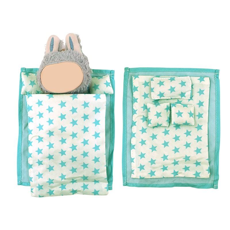 Labu Bedding Set, First & Second Generation Blind Box Pullbubu Sitting Party Doll Clothes Accessories Handmade Bedding Sheet Quilt Pillow