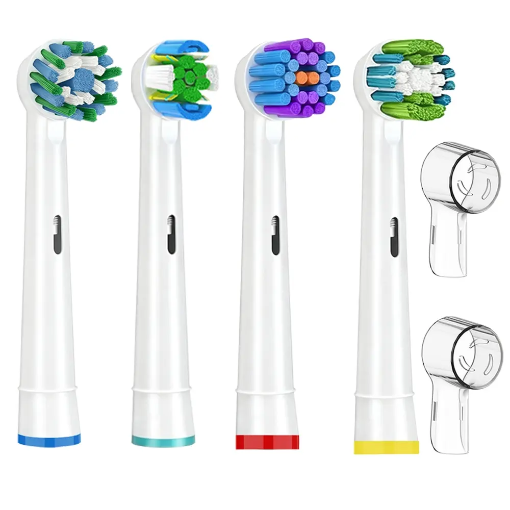 Replacement Electric Toothbrush Heads Compatible with Oral-B Rotary Handles, 4 Pack / 8 Pack, 4 Varieties Brush Heads with Protective Dust Caps, Soft Bristle Refills for Deep Clean & Sensitive Gum Care