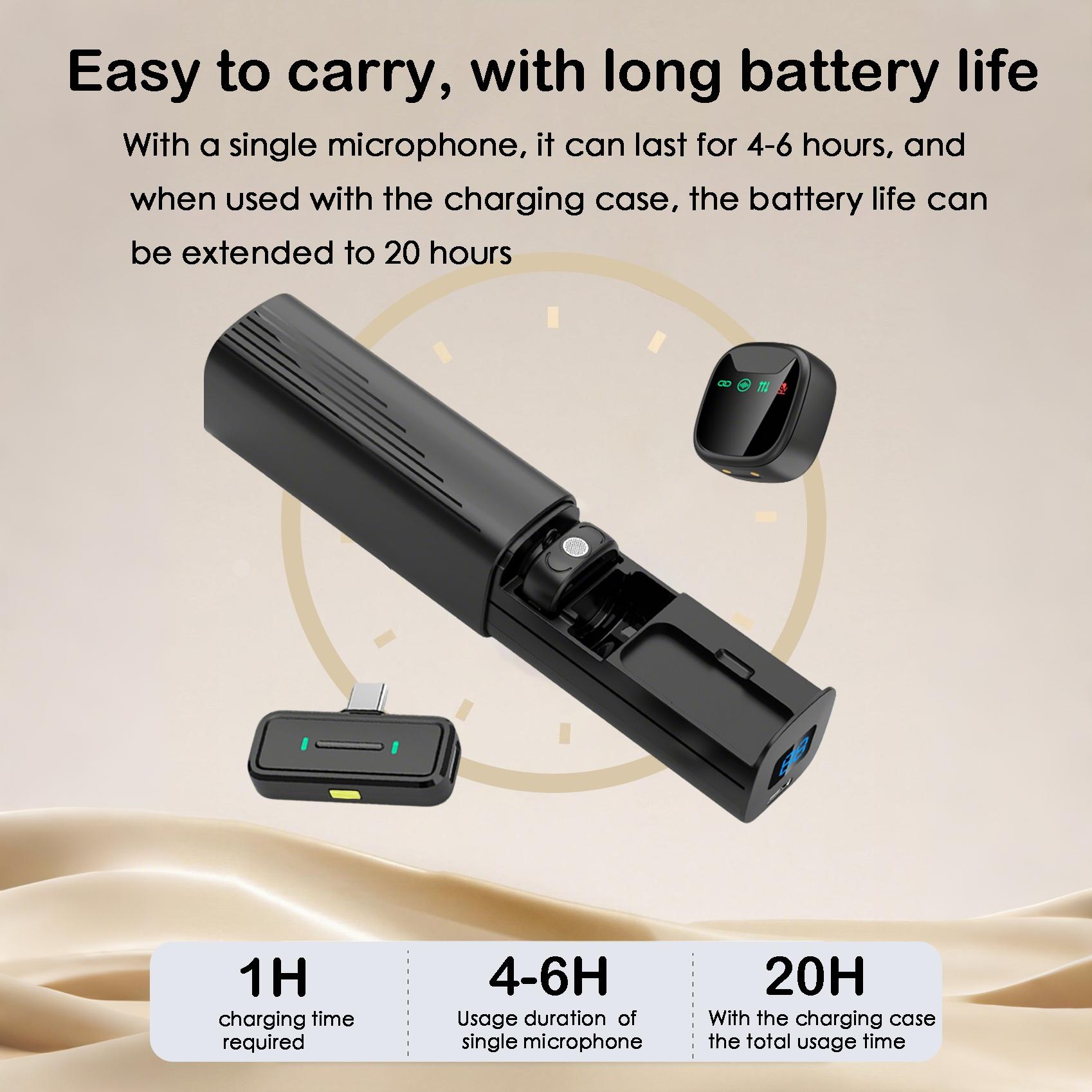 Wireless Lavalier Noise Canceling Mic with Charging Case, Noise-Cancelling, Rechargeable Battery, Magnetic Clip, Ideal for Video Recording & Podcasting