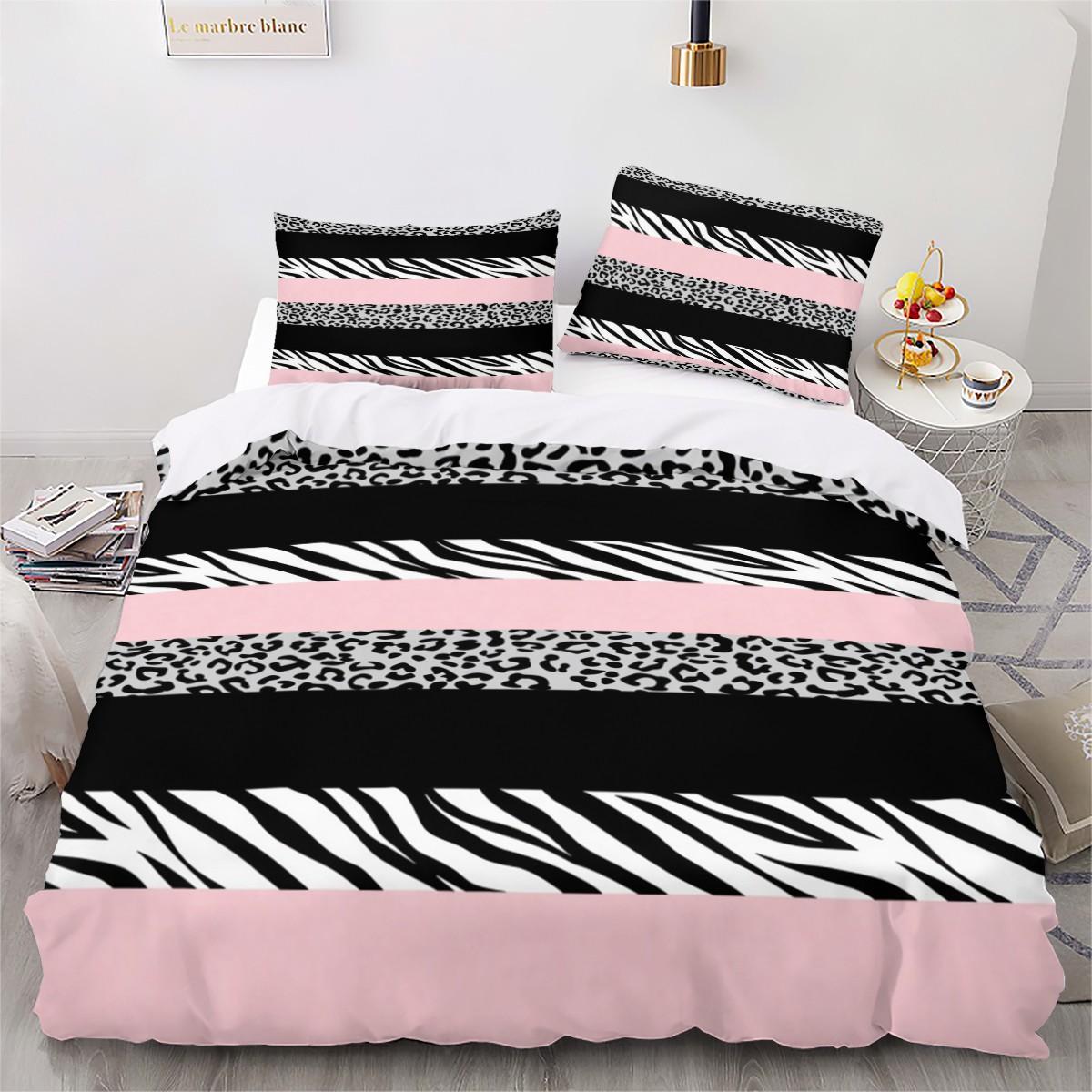 Zebra Leopard Print Bedding Set, Ultra Soft Breathable Duvet Cover, High Definition Digital Print, 100% Polyester, Includes Pillowcases, Bedroom Bedding Set