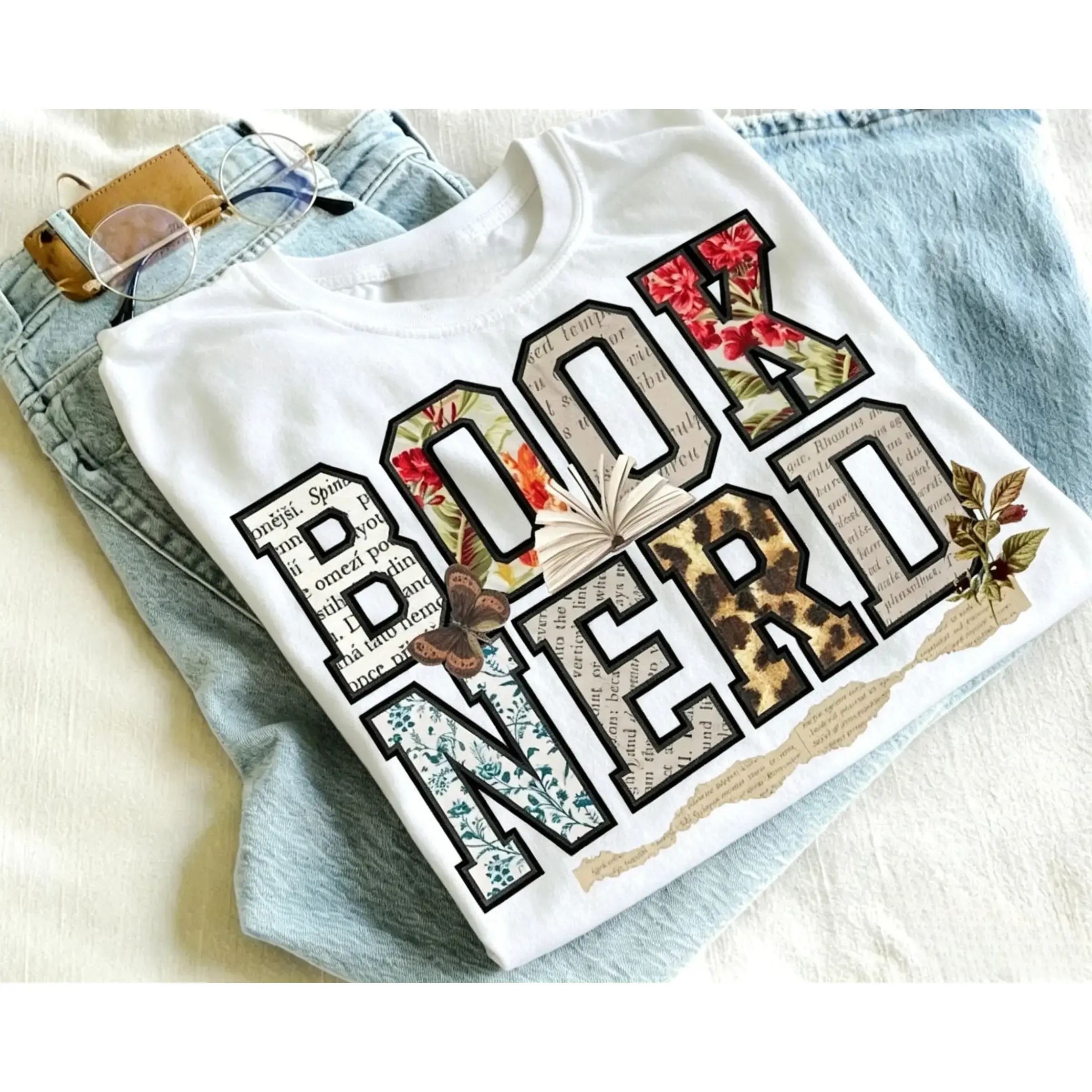 Printed Vintage Book Nerd Short Sleeve Round Neck Sports Top - Text Print, Casual Wear, Literary Apparel for Booktok Enthusiasts, Librarian Gift Idea