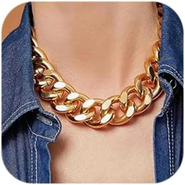 Women Statement Punk Cuban Link Chain Choker Necklace Chunky Chain Link Necklace Boho Fashion  Necklace for Women