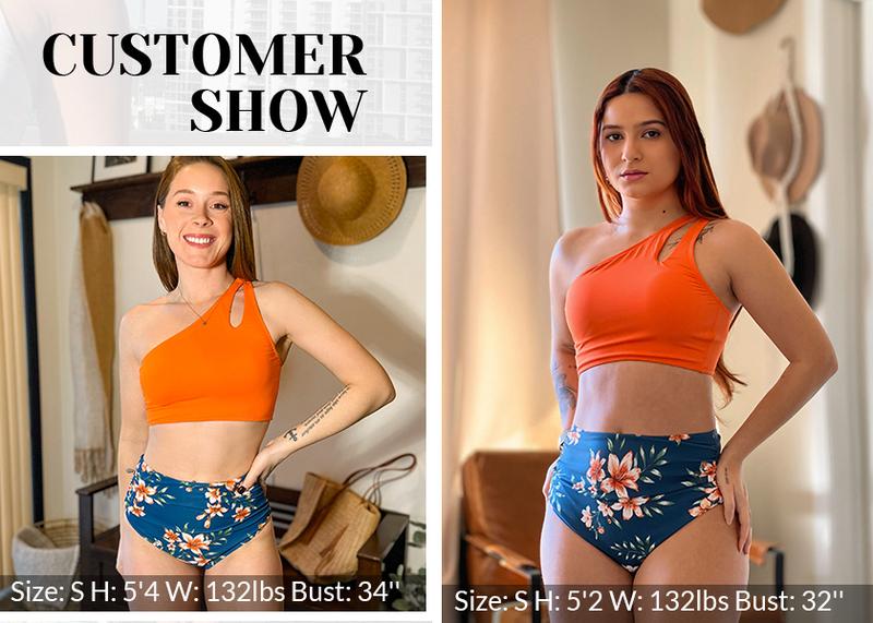 Yonique Women High Waisted Bikini - One Shoulder Bathing Suit Tummy Control Two Piece Swimsuit 2025