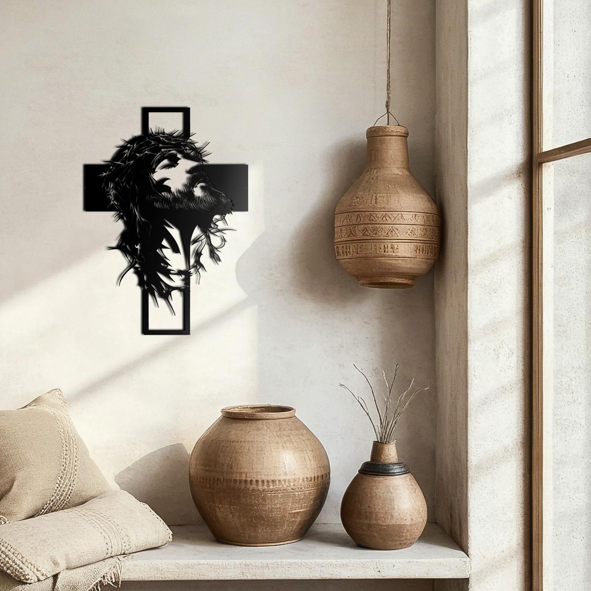 Jesus Cross Metal Wall Art 28.58x40cm Christian Religious Decor Easter Gift Laser Cut Hand Engraved Durable Home Office Church Restaurant Symbolism Hanging - Decorative Jesus Cross Metal Wall Art 28.58x40cm Christian Religious Decor Easter Gift Laser Cut Hand Engraved Durable Home Office Church Restaurant Symbolism Hanging - Decorative