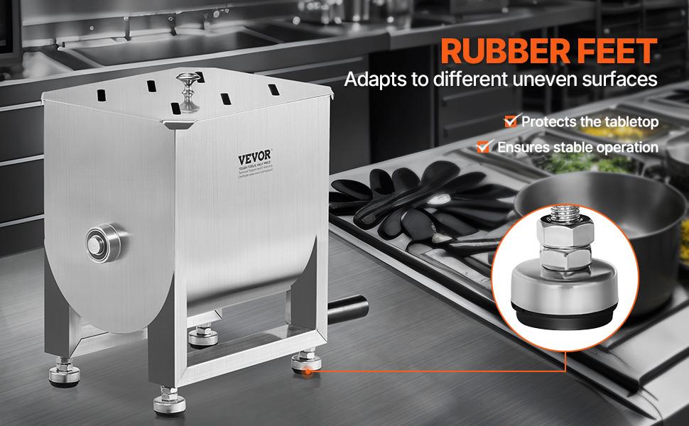 VEVOR Manual Meat Mixer, 15L Fixed Tank Meat Processing Equipment(Mixing Maximum 15LBS for Meat), Stainless Steel Meat Mixer, Sausage Mixer Machine with Lid and Handle, Ground Beef Hand Mixer