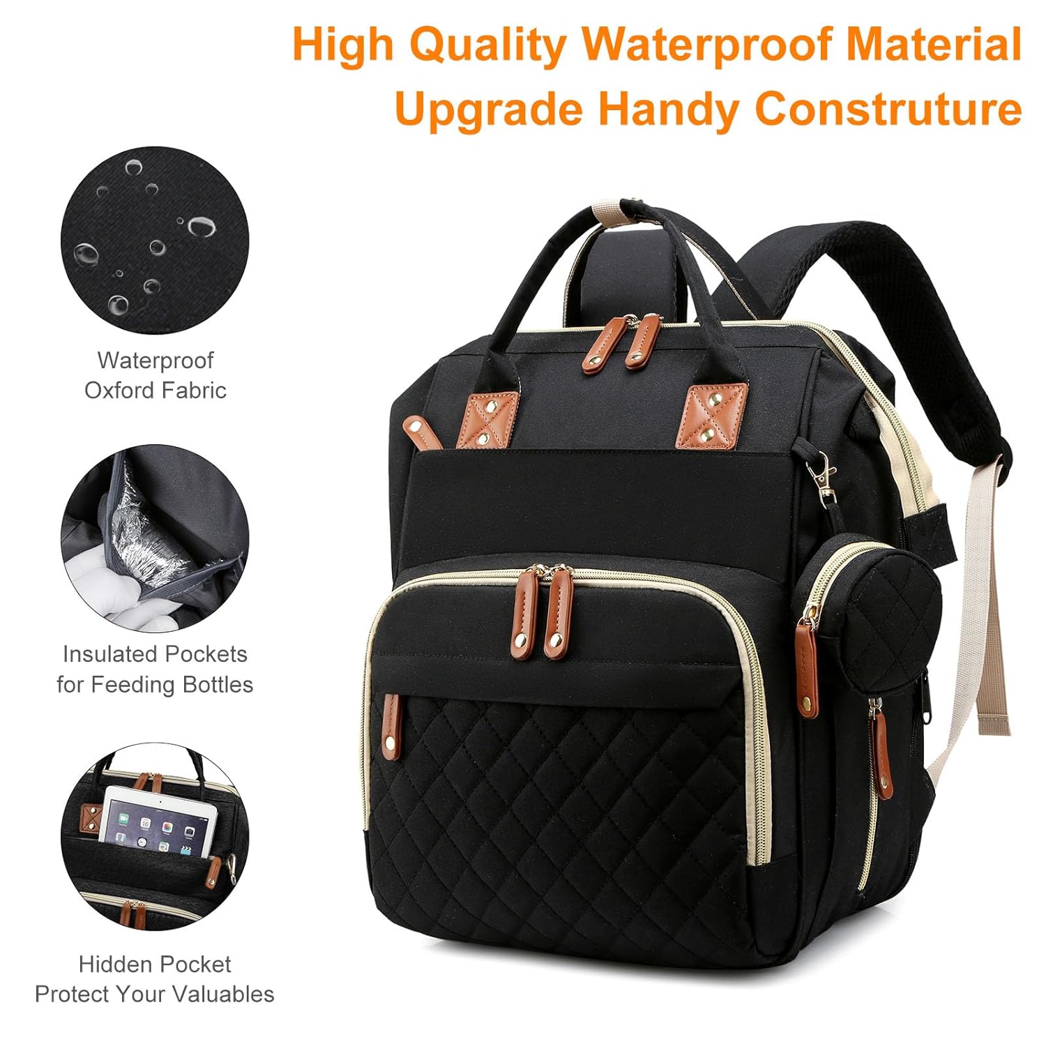 Large Capacity Mommy Bag, Multifunctional Portable Maternity Shoulder Bag, Lightweight Baby Diaper Bag with Multiple Compartments, Travel Diaper Tote
